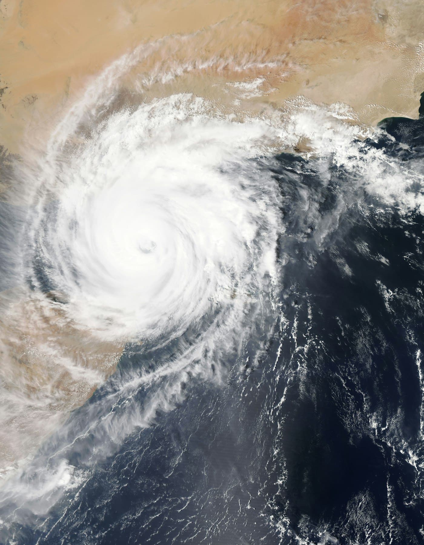 Satellite view of a tropical cyclone, the same type of storm system that becomes a typhoon in the western Pacific