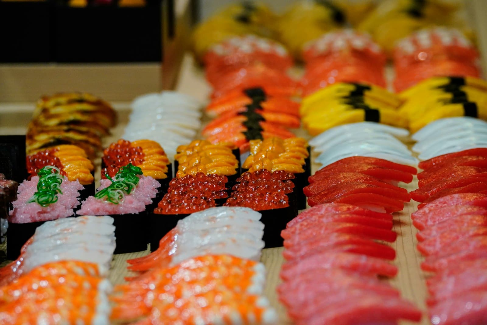 Assorted sushi and sashimi in Kyoto representing traditional Japanese food
